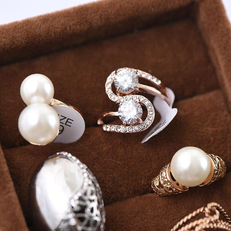 Wholesale Rhinestone Zircon Rings Mixed Women Finger Band Ring Jewelry Bulk Lots