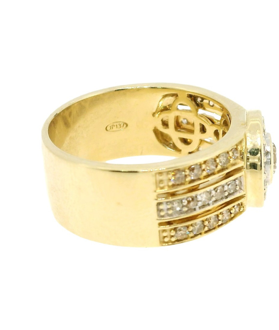 Elegant 9ct Yellow Gold Diamond Ring Multi Cut Shoulders 6.8g Size O
