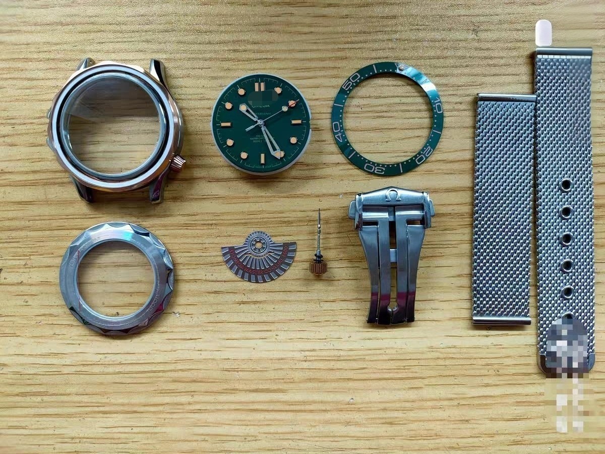 DIY Watch Part Kit for 8200 8215 Seamaster 300 007 42mm Case+Dial+Hands+Strap