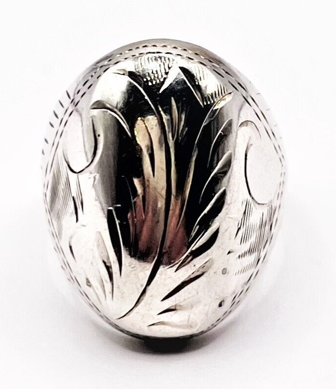 CLASSIC SOLID VINTAGE ENGRAVED FEATHER SIZE 5.5 STERLING .925 SILVER RING B1