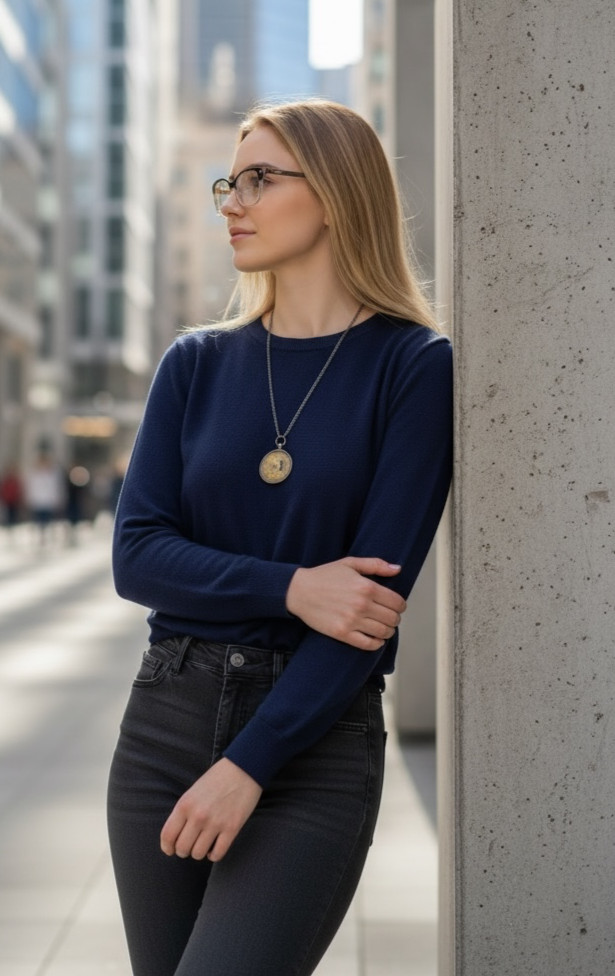 Vintage Style Gold Tone Brass Moving Calendar Necklace 24″