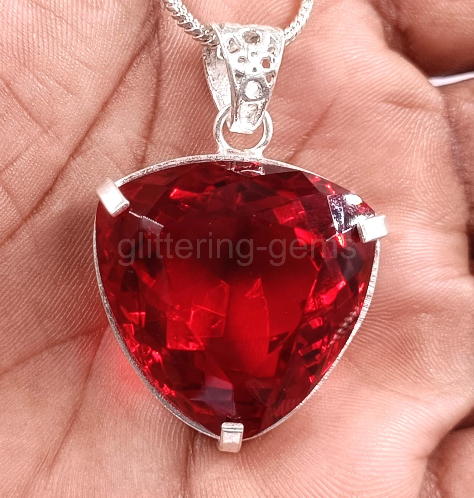 78.35 Ct Natural Red Ruby Trillion Cut Pendant IGL Certified Loose Gemstone 5AIT