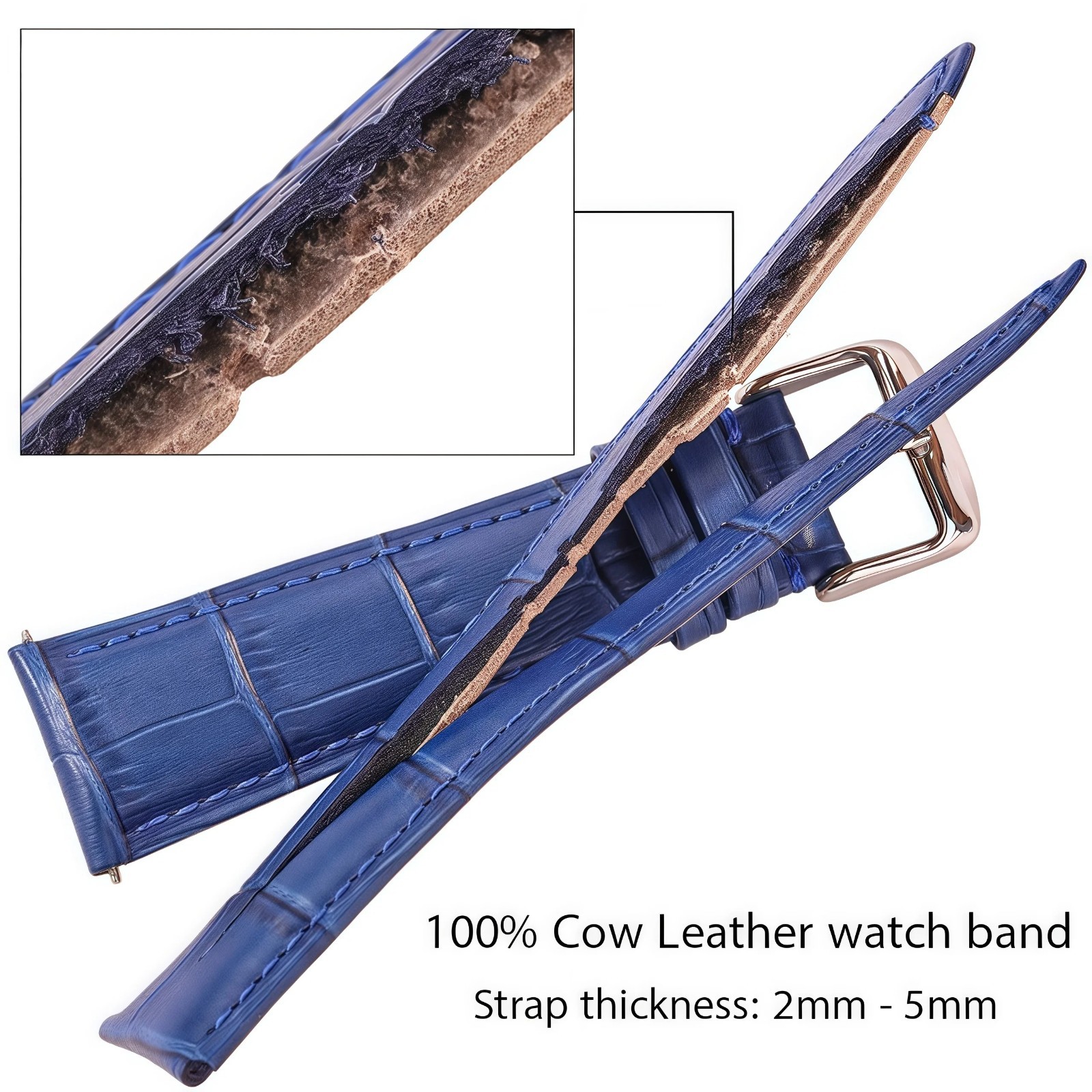 Alligator Grain Genuine Leather Watch Band Quick Release16mm/18mm/20mm/21mm/22mm