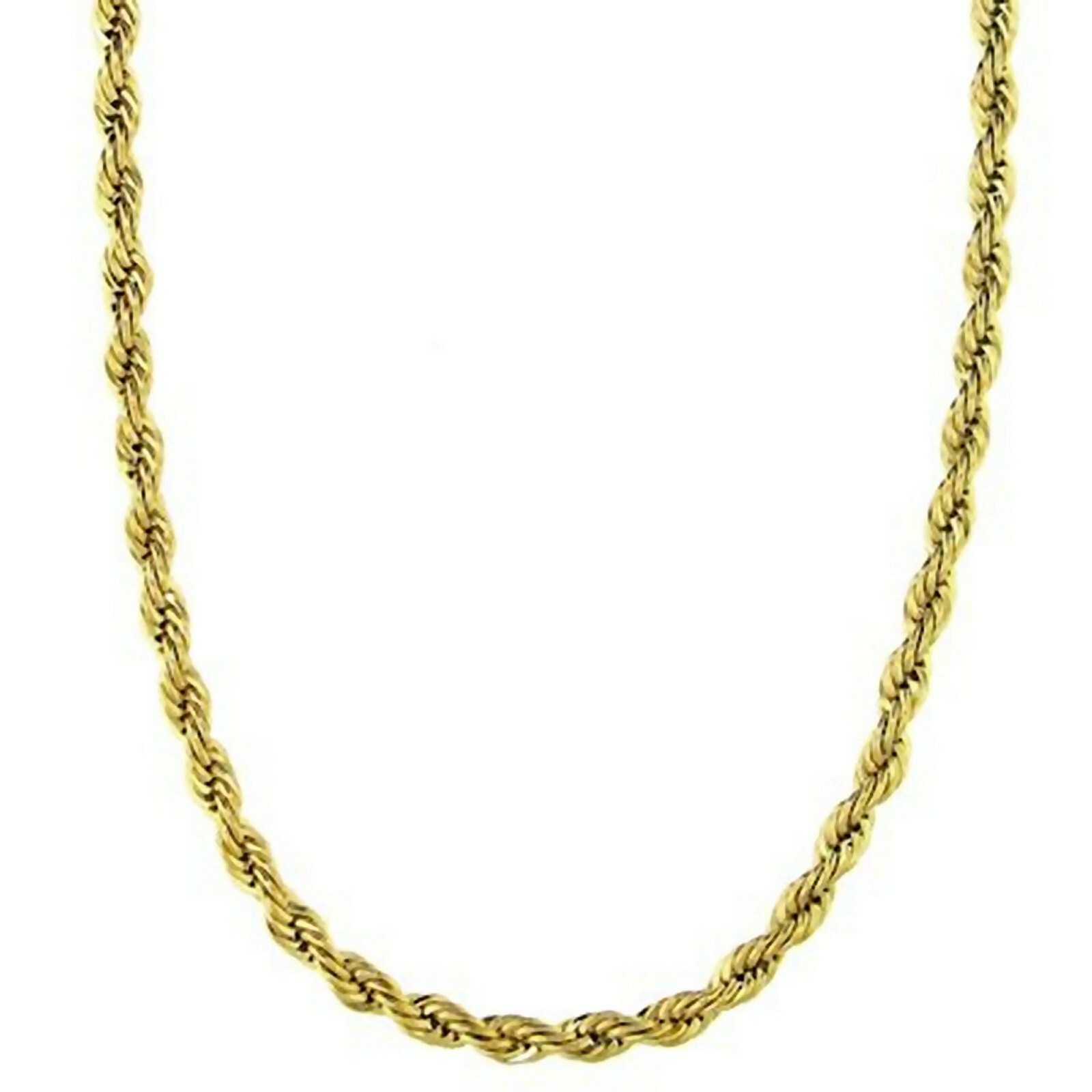 Gold Rope Chain Womens Mens 2mm Stainless Steel Necklace 18-26-inch