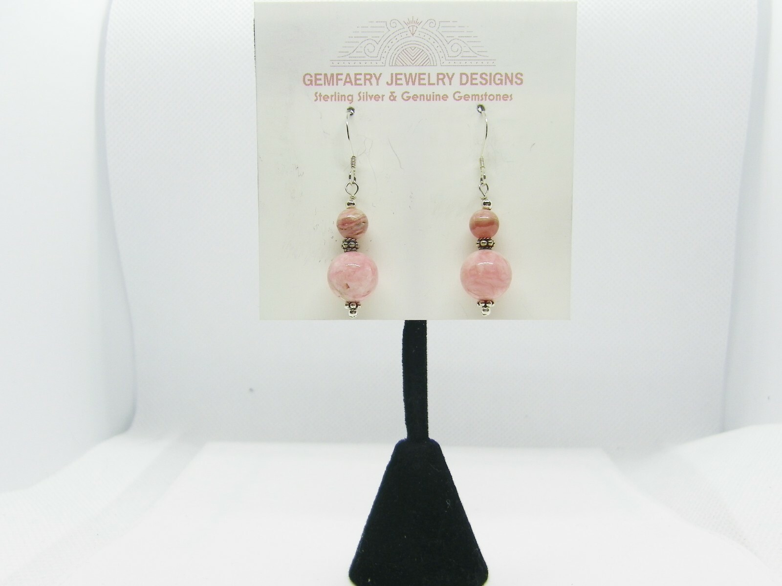 Sterling Silver Natural RHODOCHROSITE Gemstone Earrings #1254…Handmade USA
