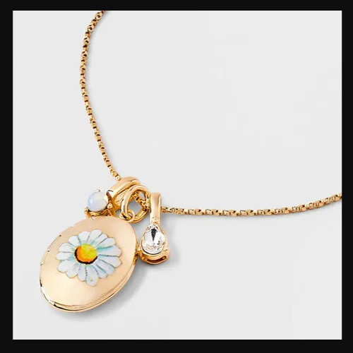 Floral Motif Locket with Charms – A New Day Gold Daisy