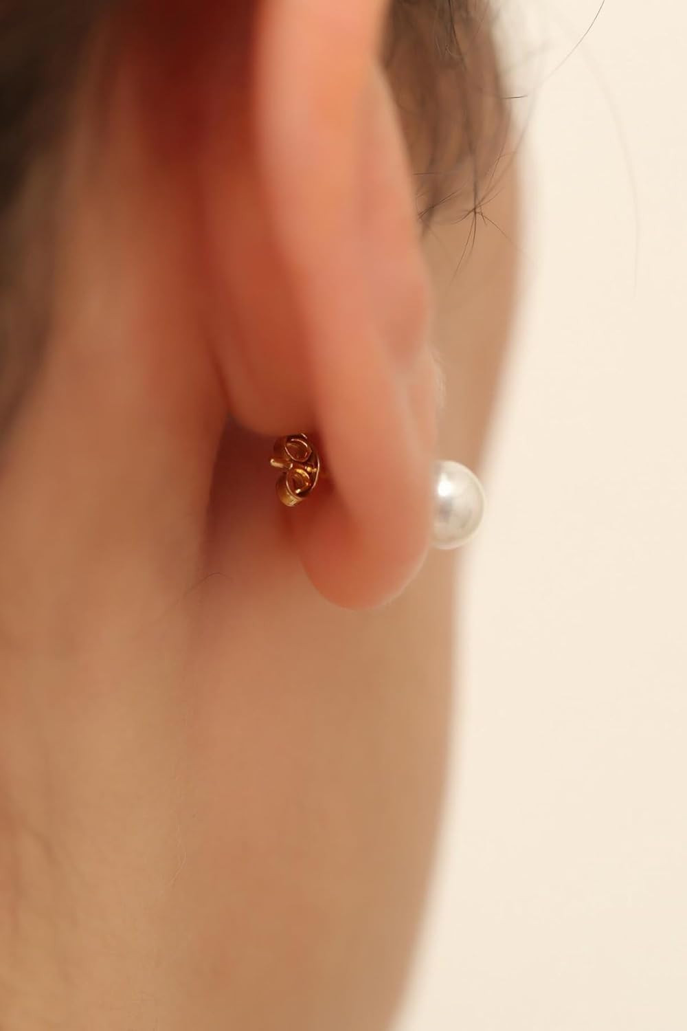 JINERA 5 Pairs Stud Earrings for Women 14K Plated Gold/Silver Pearl Ball Small S