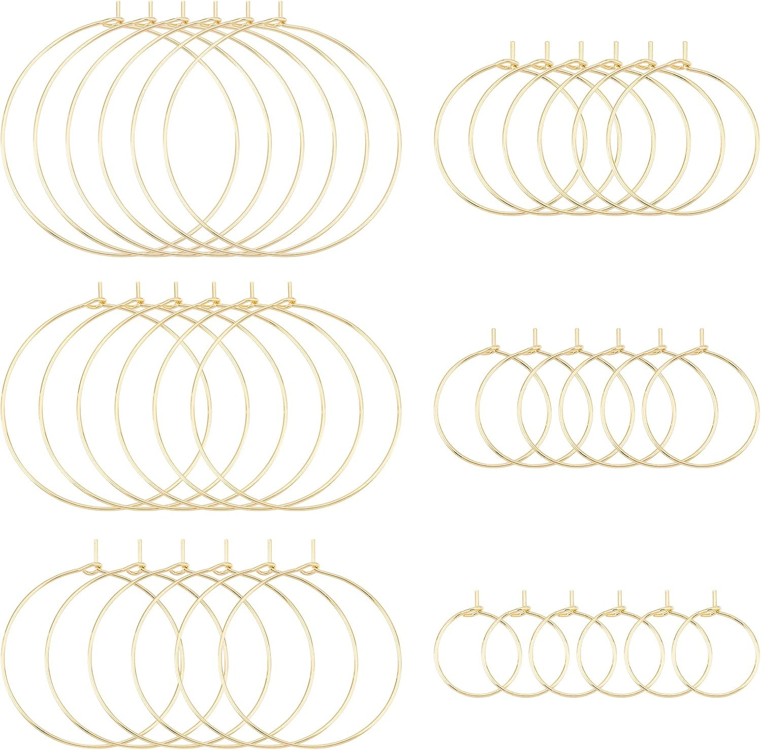 18K Gold Plated Beading Hoop Earring Stainless Steel Wine Glass Charm Rings D…
