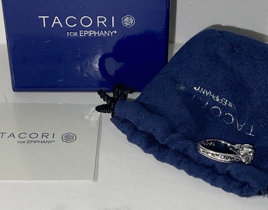 QVC TACORI EPIPHANY DIAMONIQUE BLOOM CUT RING W/ PEAR ACCENTS SZ 6 #J27578