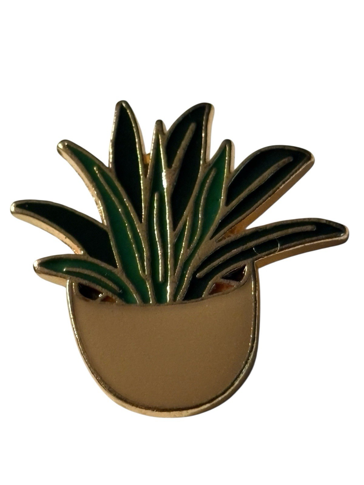 Aloe Plant Pin Pinback Brooch Gardening Nature 1” in Pot Gold Tone Horticultural