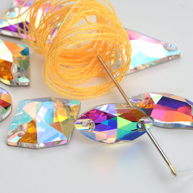 Glass K9 Neon Rivoli New Strass Edges with chamfers Sewing Crystals Sew On Beads