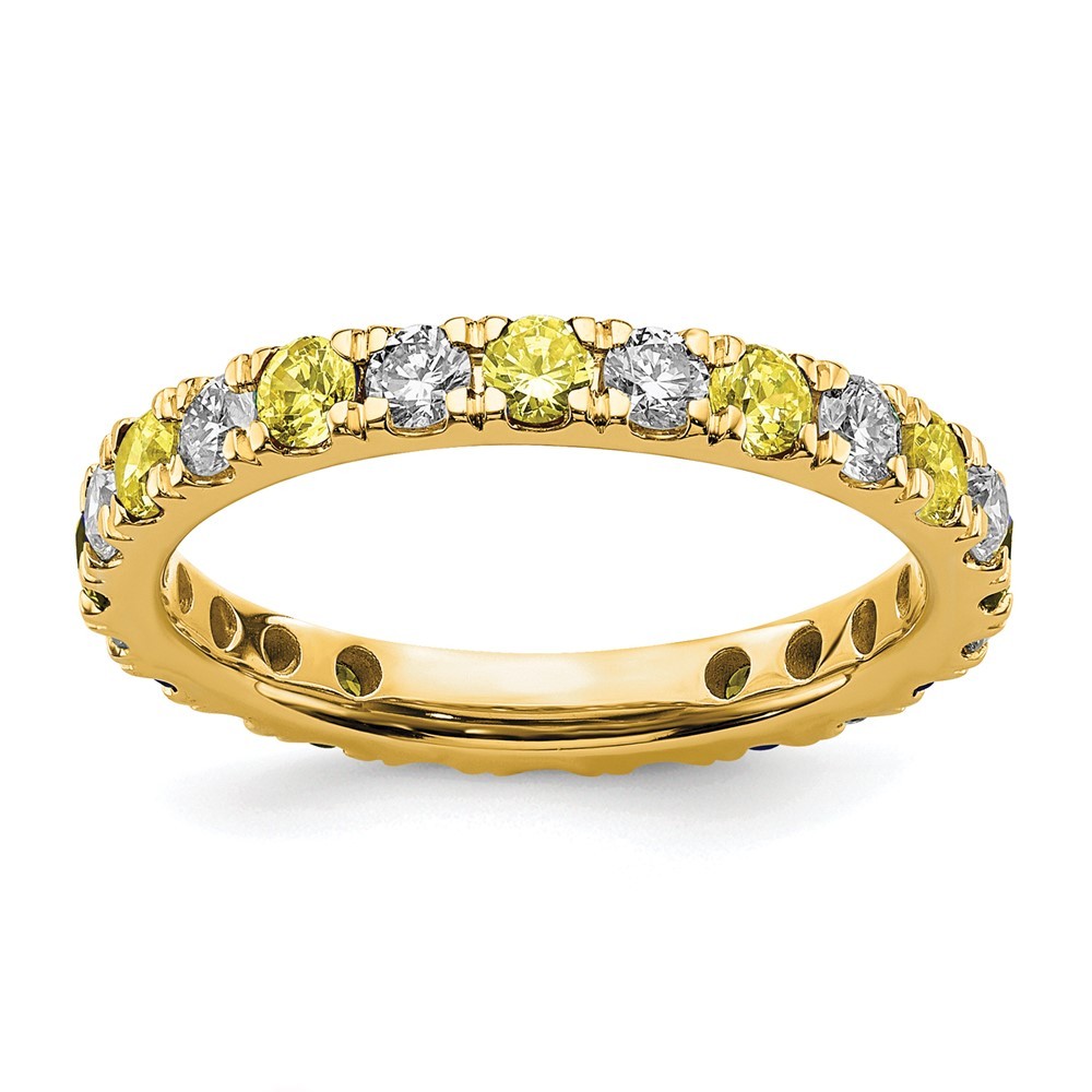14k Yellow Gold 3/4 Ct Lab Grown Diamond and Sapphire Eternity Band Ring Size 7