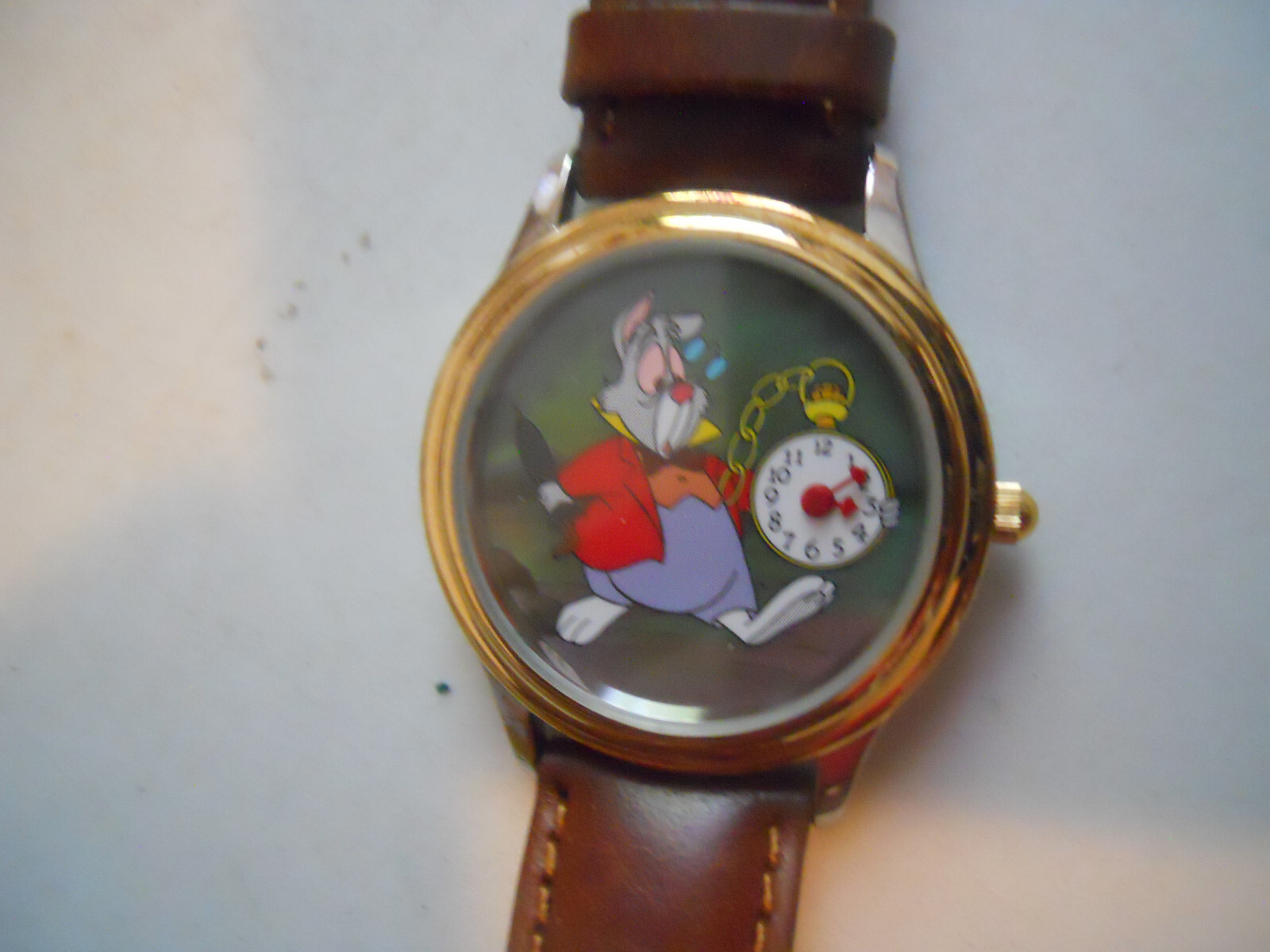 Alice in wonderland men’s leather band.Analog,Quartz & battery watch.3602/7500