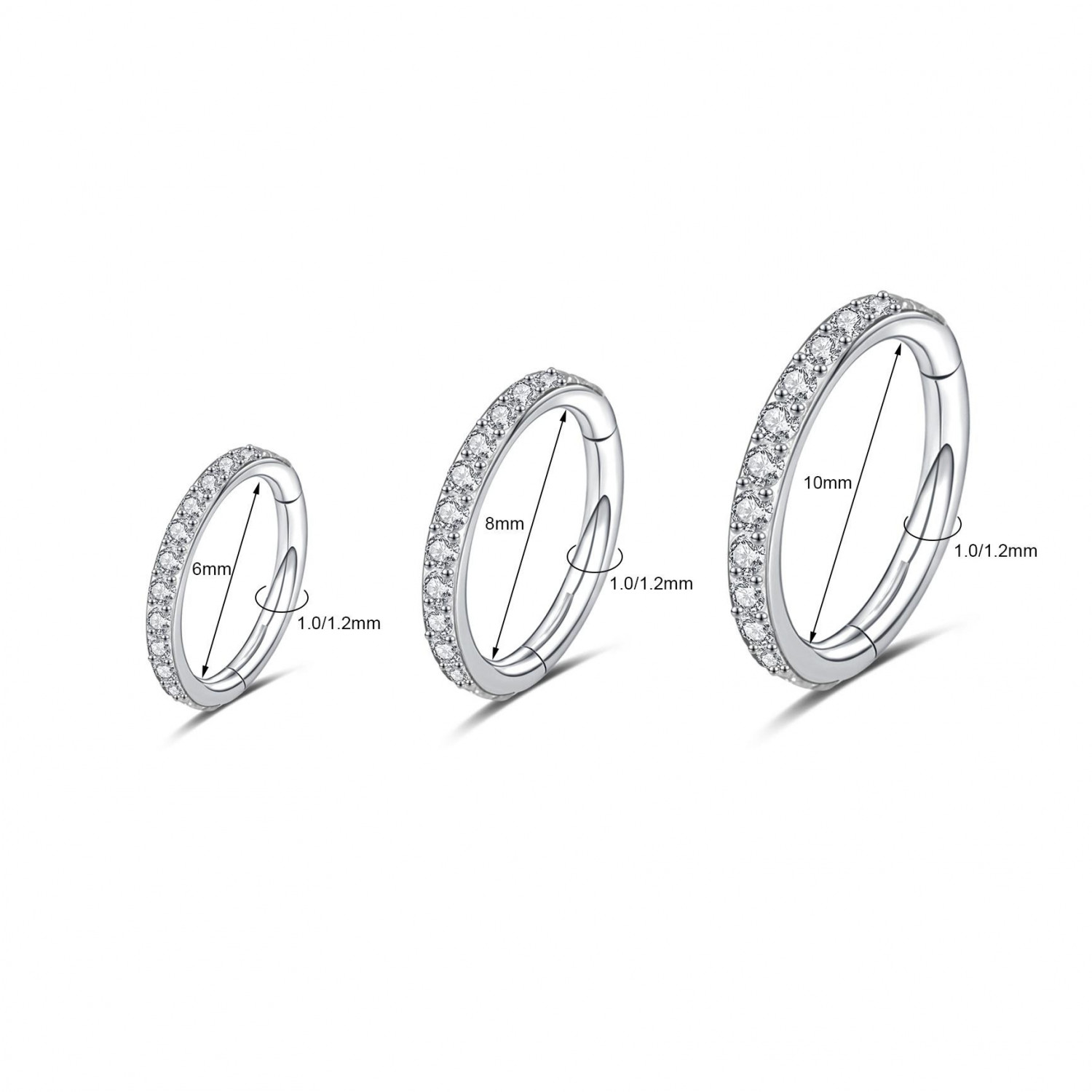 1 Pc Surgical Steel Nose Ring Hoop Septum Piercing CZ Cartilage Earrings Jewelry