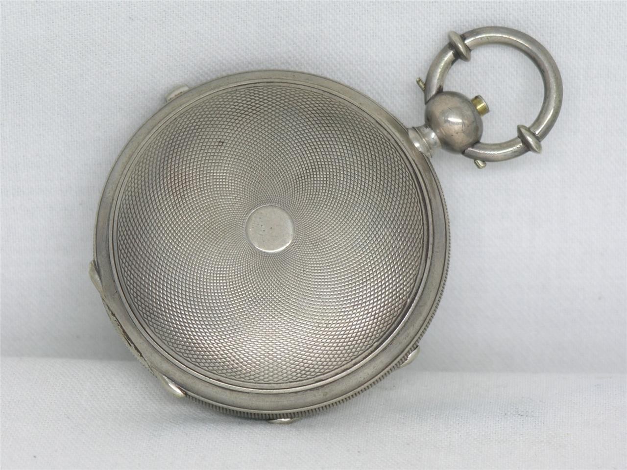 ANTIQUE 57MM HUGUENIN 1/4 JUMP SECONDS POCKETWATCH, ORIGINAL CASE, RUNNING!