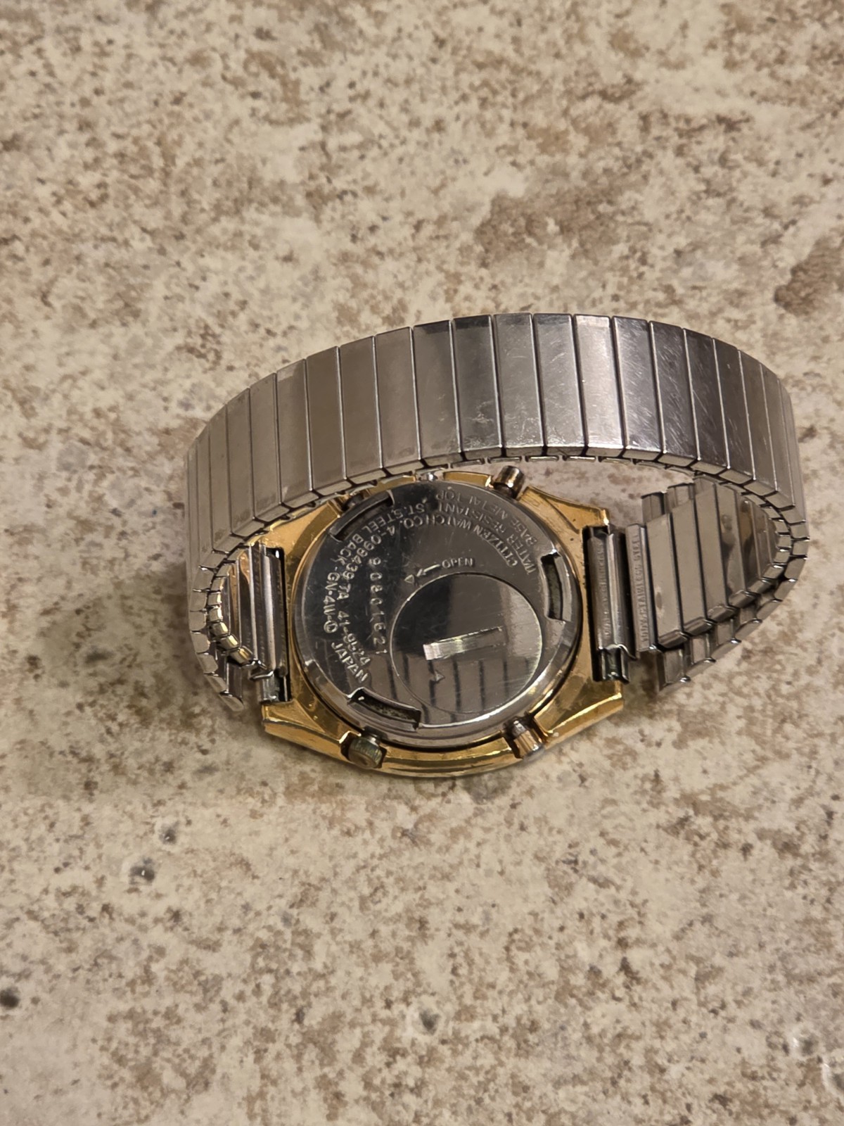 Citizen 41-9524 Gold/Brown Chrono Dual Time Digital Ana Watch * WORKING * READ