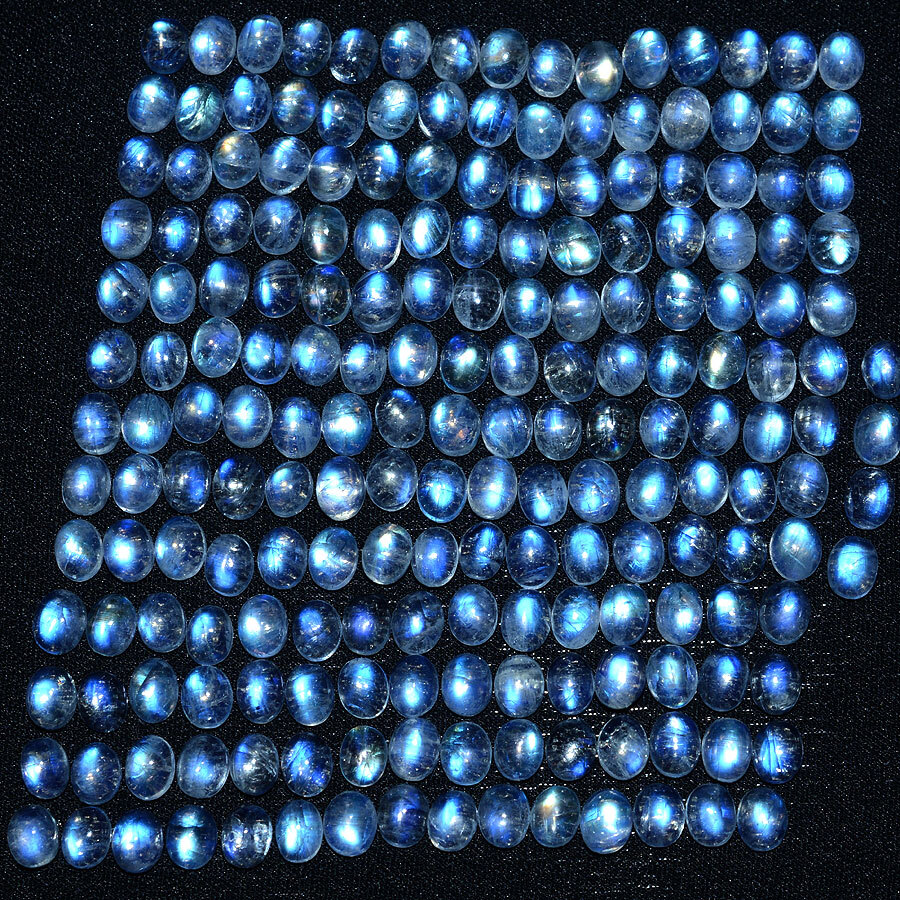 16 Pcs Natural Blue Fire Moonstone 5mm*4mm Oval Exclusive Quality Gemstones Lot