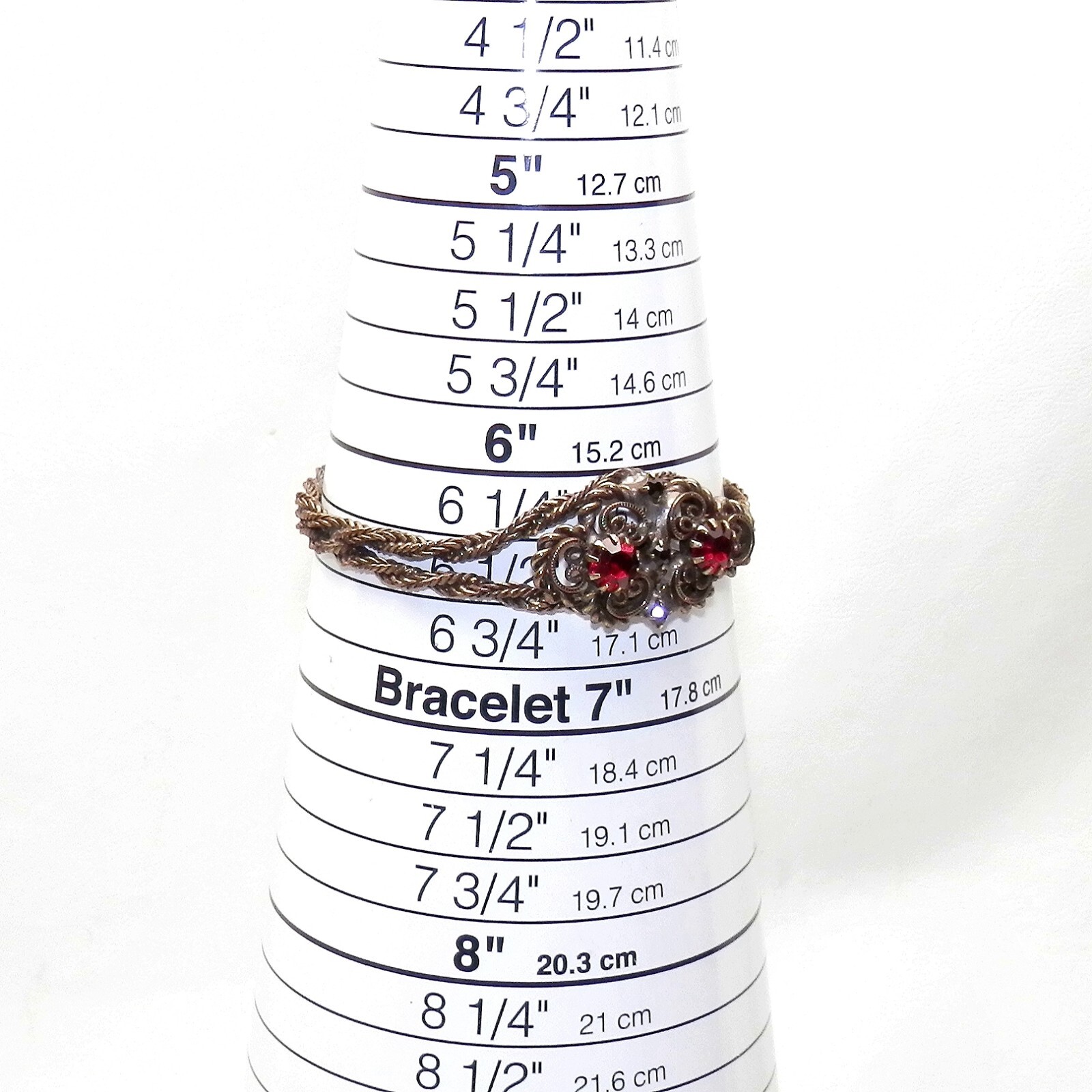 Vintage Designer Hobe Bracelet Earrings Set Filigree Red Stones Statement Signed