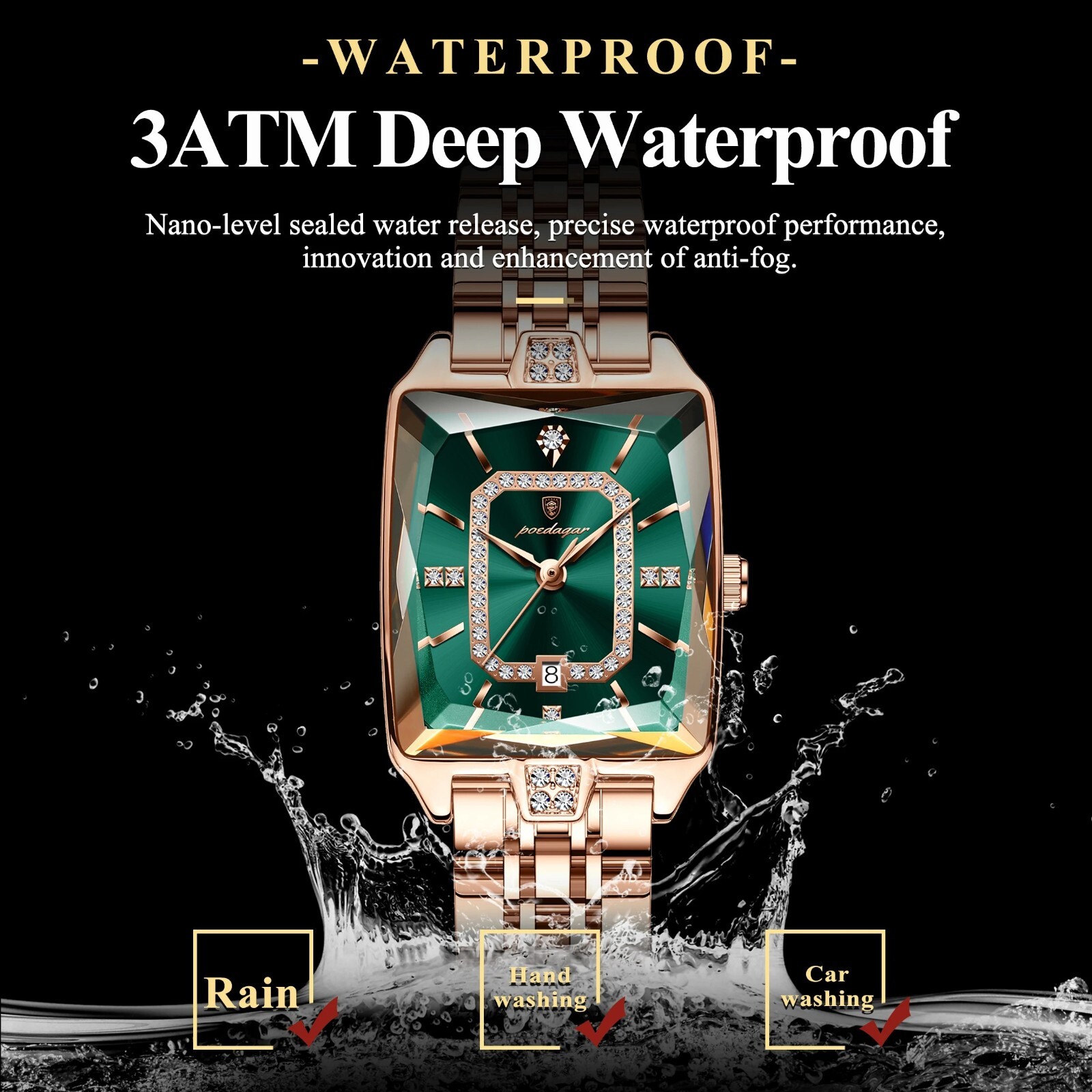 Luxury Waterproof Numberless Quartz Stainless Steel Watch For Ladies Woman Girls