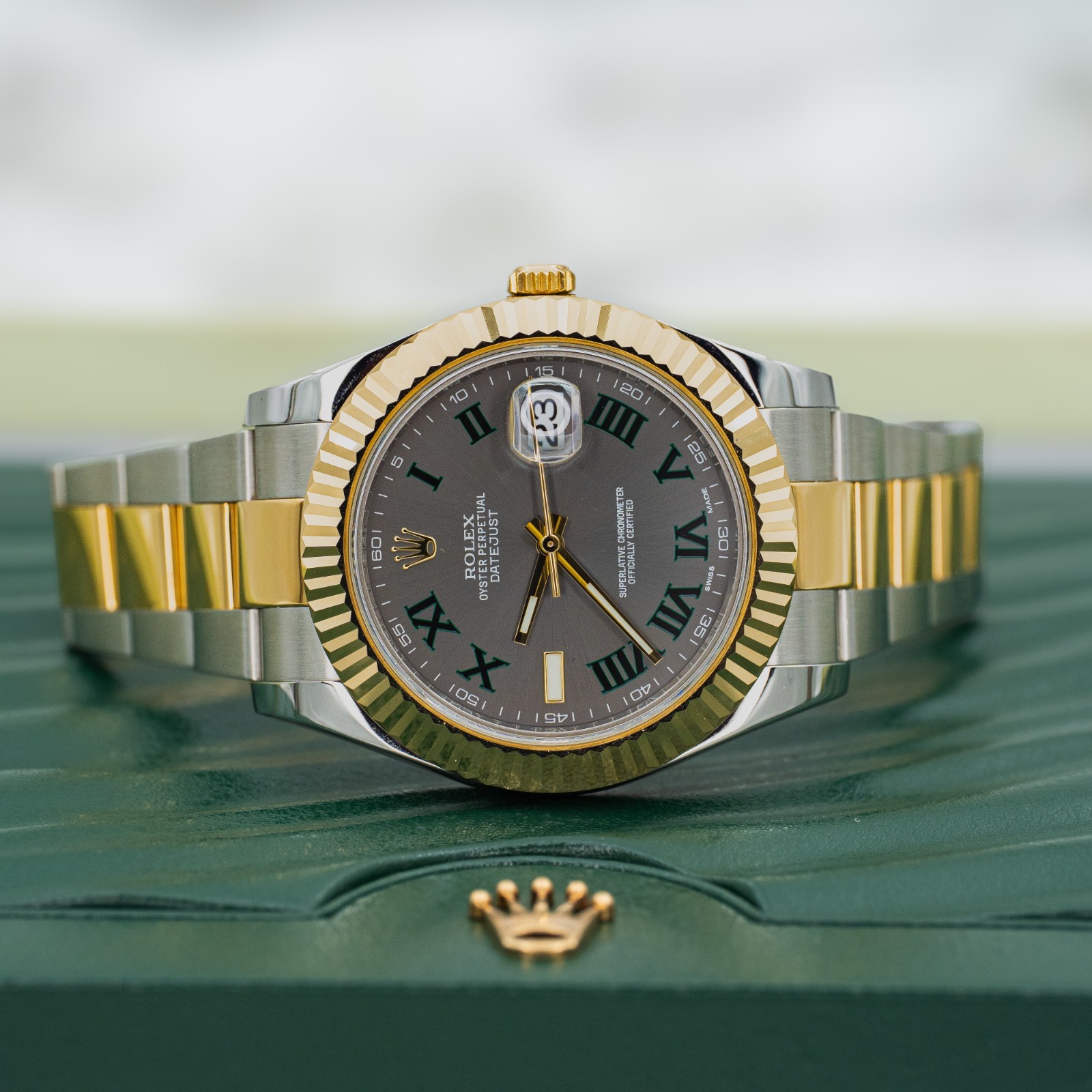2014 Rolex Datejust 116333 41mm Wimbledon Dial Two Tone Yellow Gold/Steel B+P