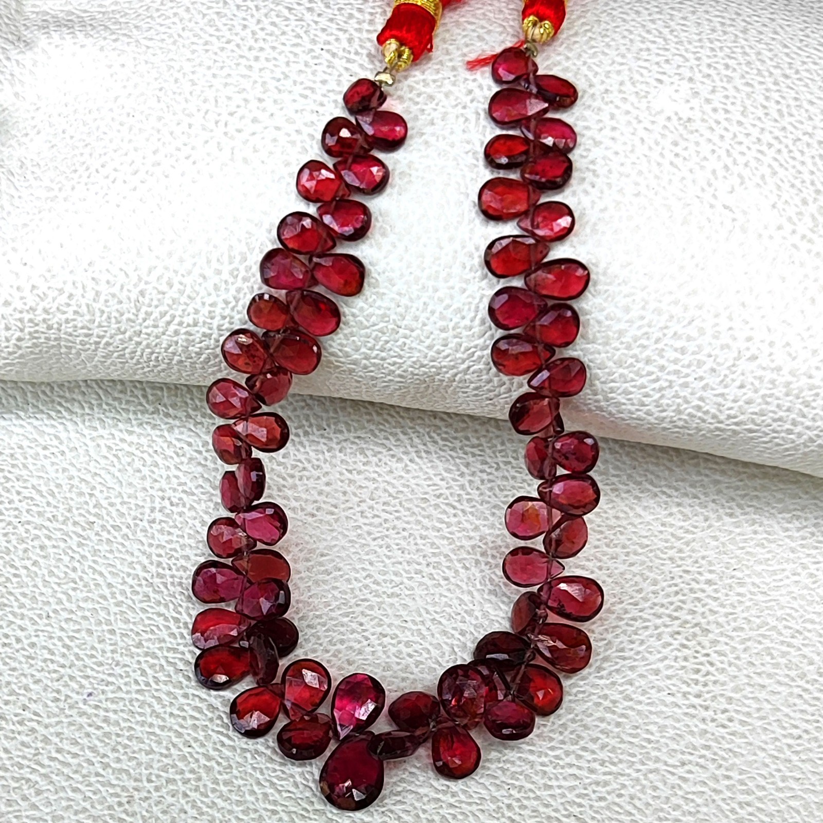 Red Mozambique Garnet Faceted Pear Briolette Beads 7×5 to 11×8 mm 8″ Gem Strand