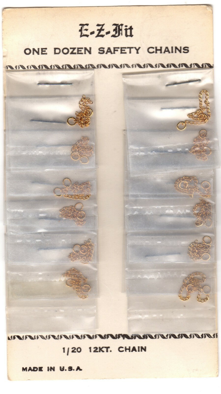 Gold SAFETY CHAIN 8 mm LONG 1/20 12KT With OVAL ENDS