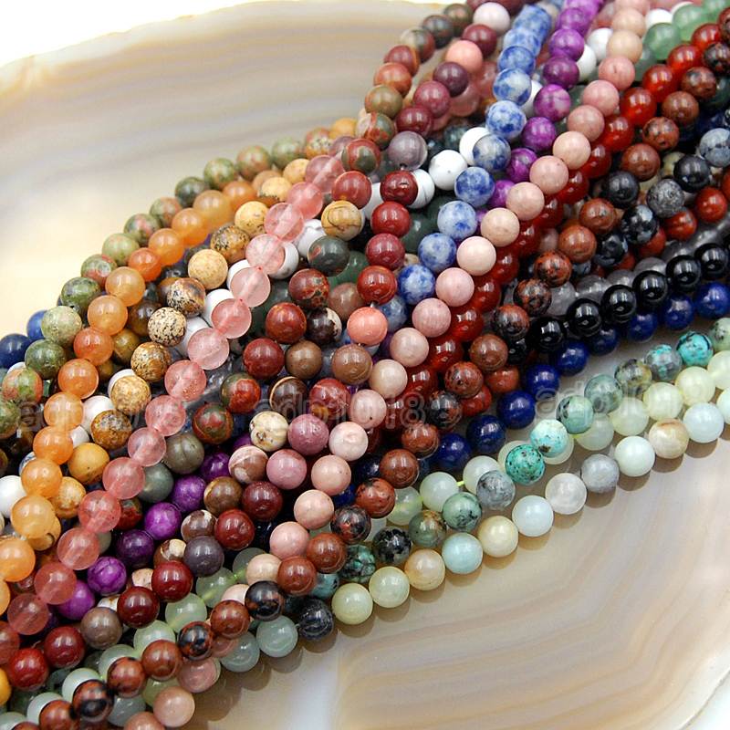 Natural Gemstone Smooth Round Loose Beads 15″ 4mm 6mm 8mm 10mm 12mm
