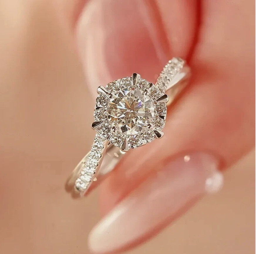 Anillo de Compromiso para Mujer Plata 925 Color Oro Sortija de Boda