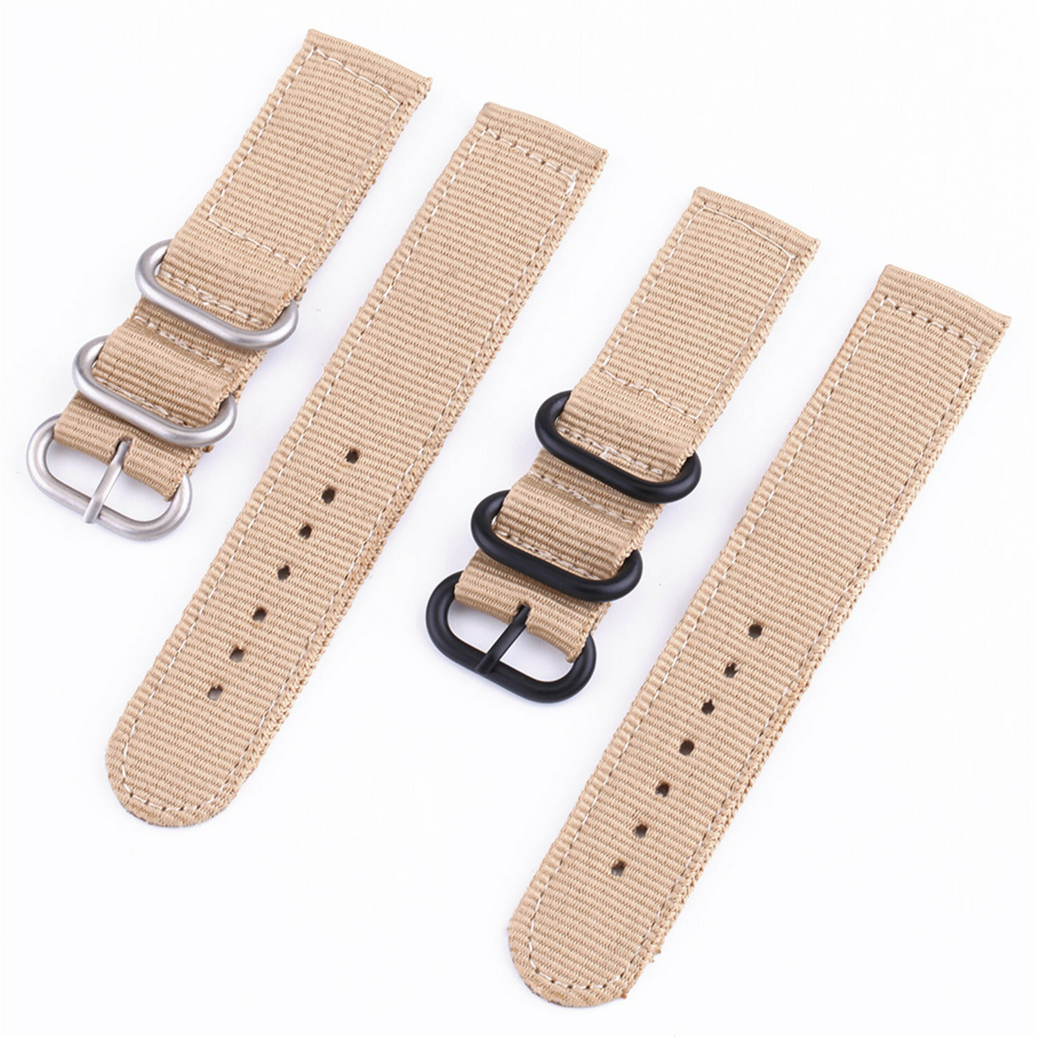 Weave Nylon Strap 22mm 18mm 20mm 24mm Wristband Watch Band w Silver Black Buckle