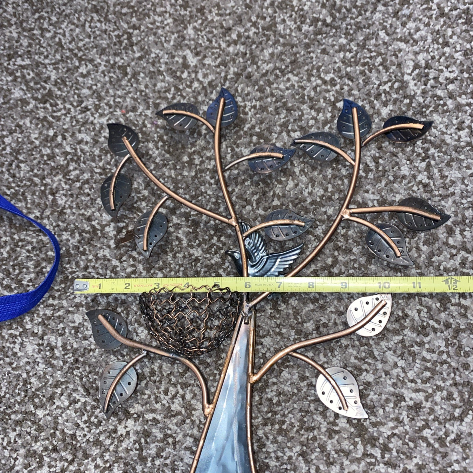 Vintage Bronze Finish Jewelry Tree Necklace Holder Birds, Nest Leaves