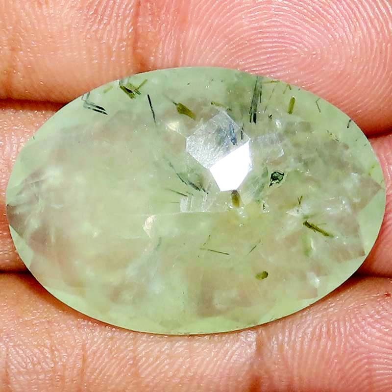 Gorgeous Prehnite Palm Stone Cabochon cts 47.80 size 24x34x9MM Oval Cut polish