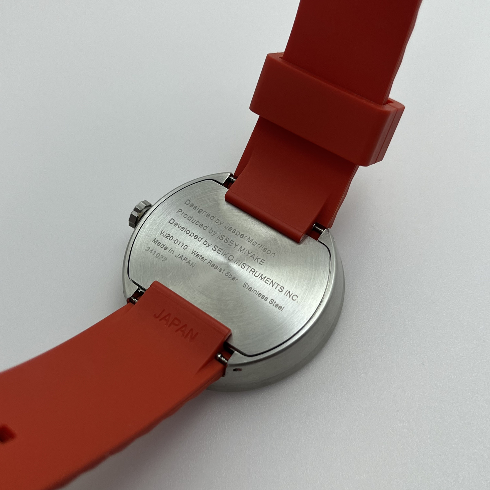 Rare SEIKO ISSEY MIYAKE Jasper Morrison Watch PLEASE Japan Orange Red w/Box#B855