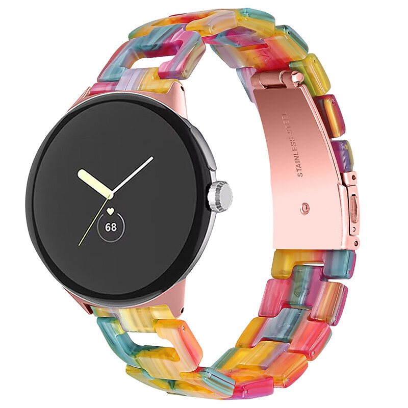 Luxury D Link Resin Watch Band Stainless Steel Strap For Google Pixel Watch 1 2