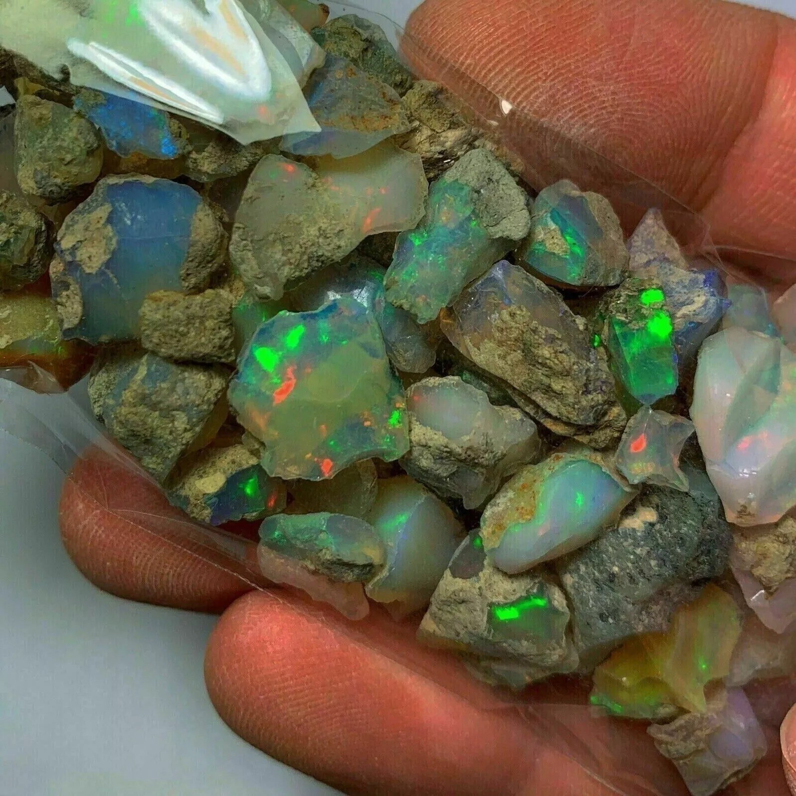 50Ct Natural Ethiopian Jumbo Welo Fire Opal Rough Specimen Gemstone 6-8 Pcs Lot