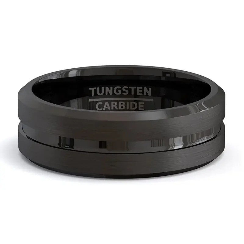 8MM Fashion Band Brushed Wedding Stainless Steel Solid Ring Men Women Gift