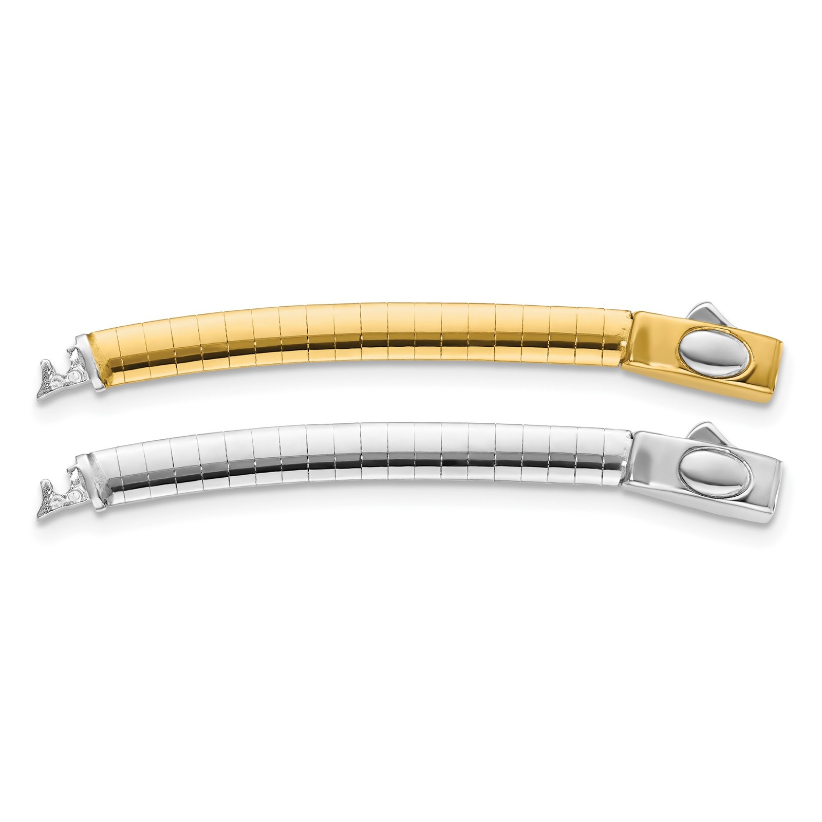 14K Two-tone 4mm White and Yellow Domed Omega 2 inch Extender for Reversible Nec