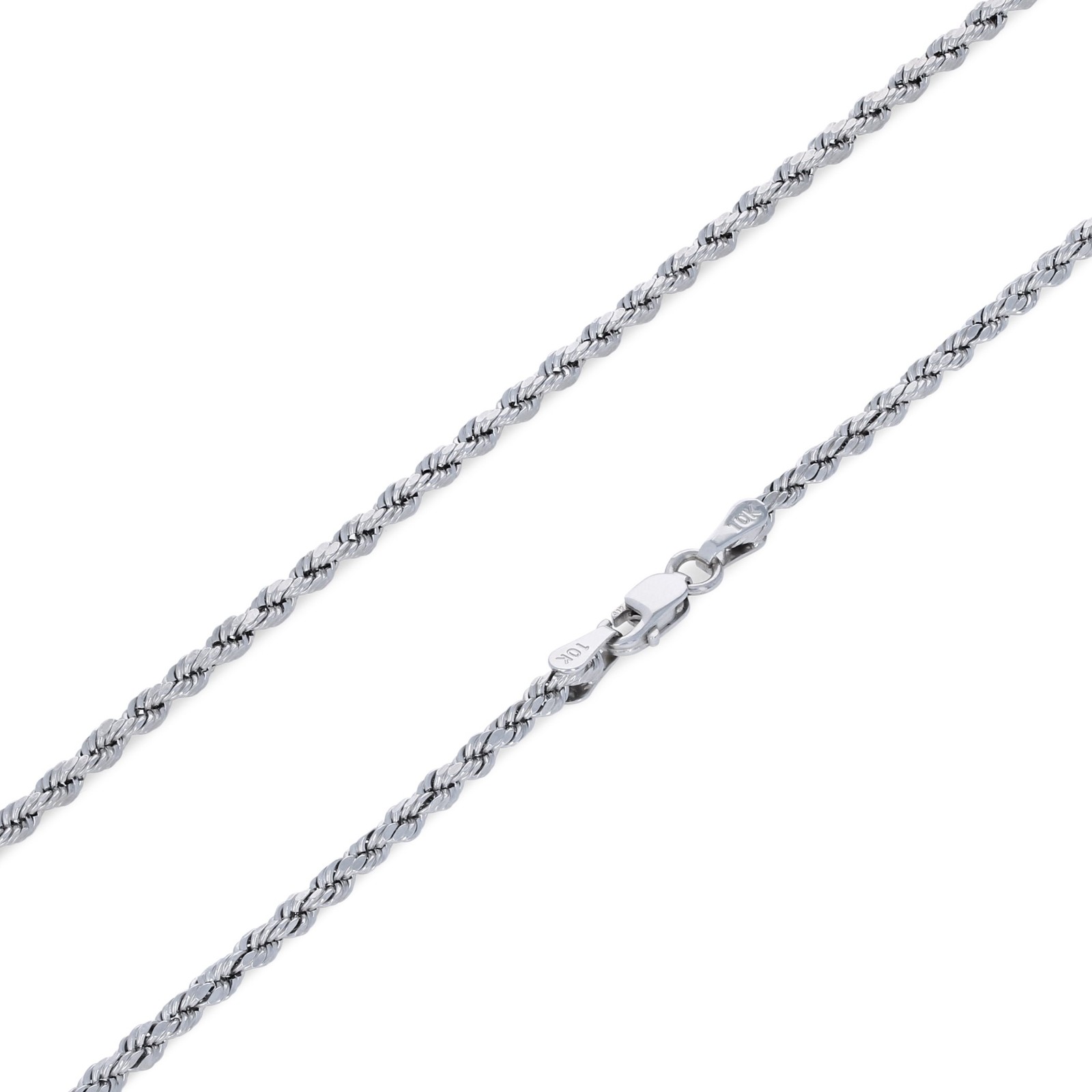 10K White Gold 2mm Diamond Cut Rope Bracelet Mens Womens 7″ 7.5″ 8″ 8.5″ 9″