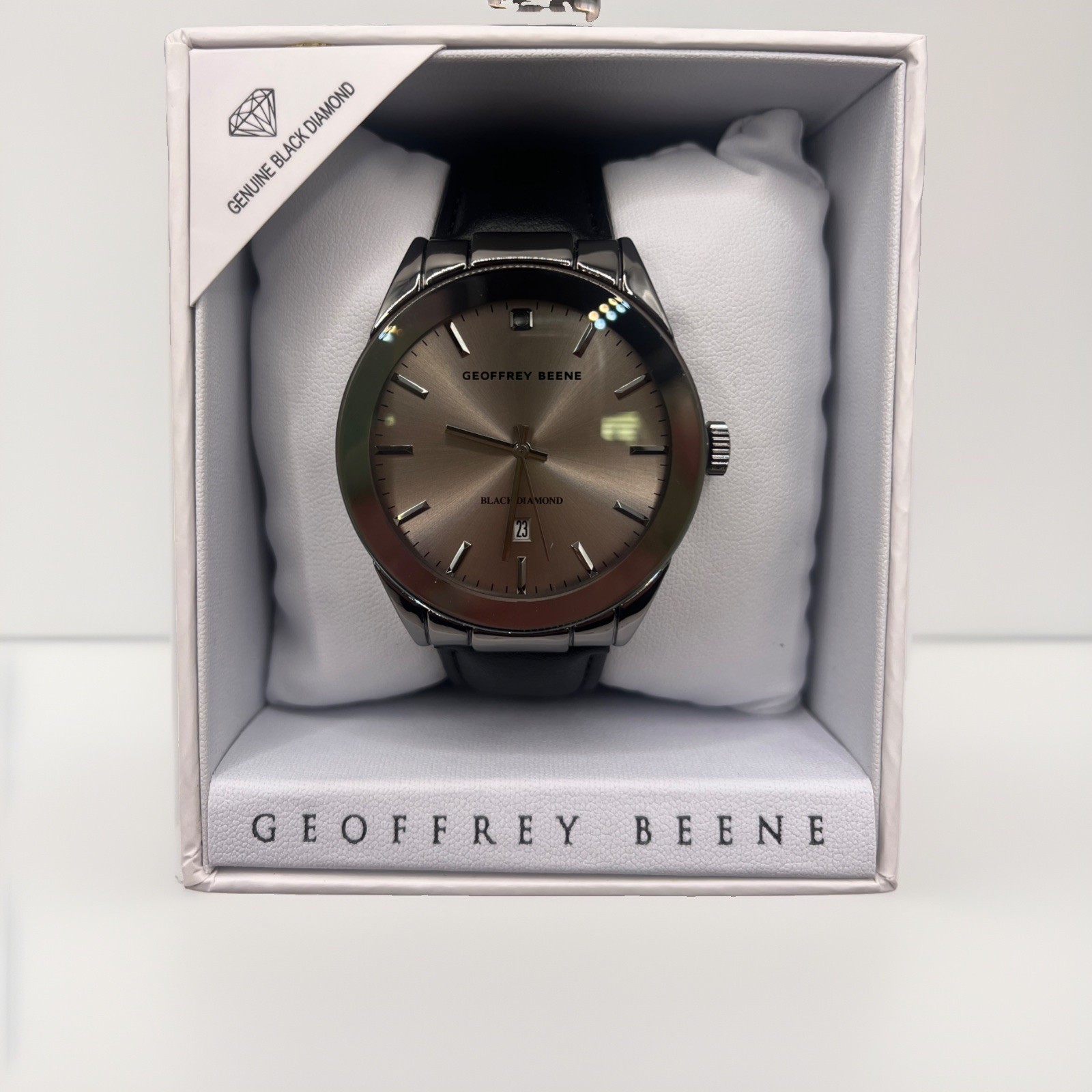 Geoffrey Beene Men’s Gunmetal Tone Diamond Accent Watch. GBC0029GU