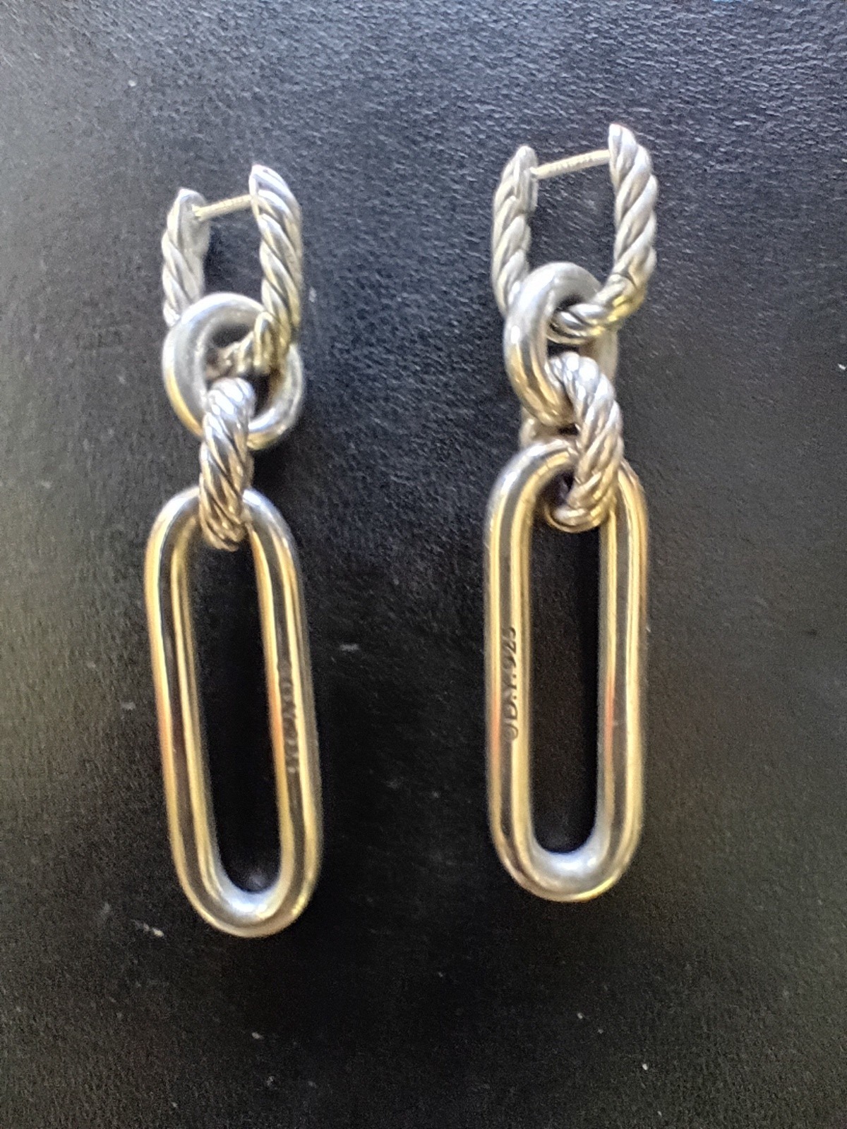 David Yurman Lexington Double Link Drop Earrings 925 Sterling Silver 53mm