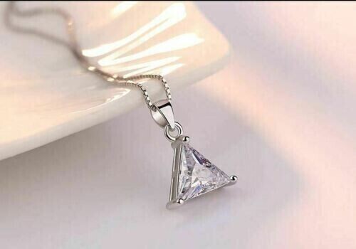 2 Ct Trillion Cut Simulated Diamond Women’s Charm Pendant 14k White Gold Plated