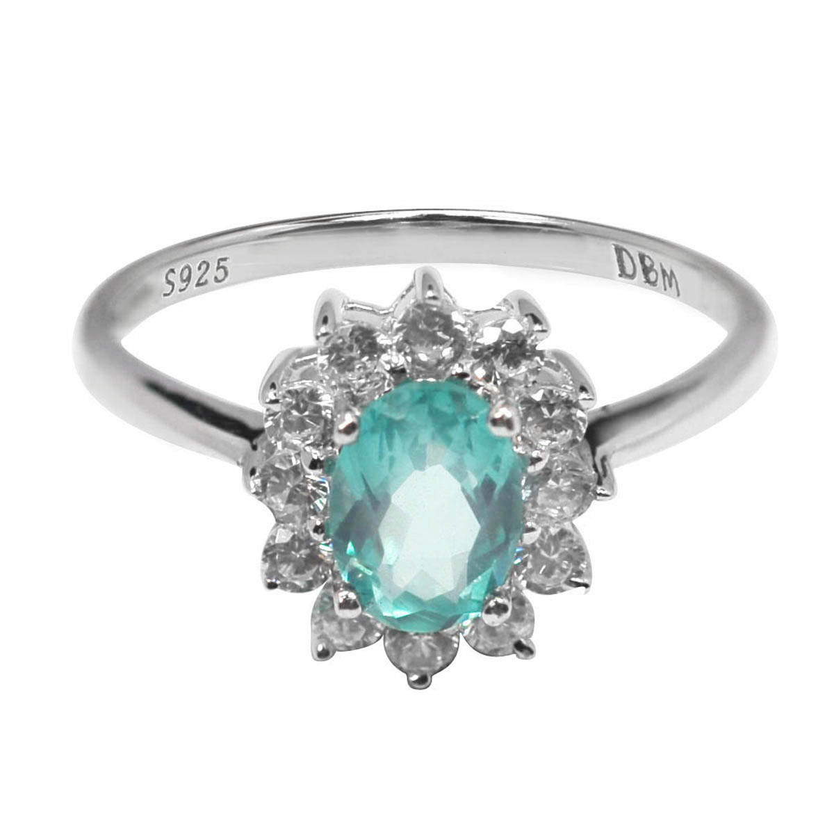 De Buman 1.51ctw Genuine Apatite and Cubic Zirconia 925 Silver Ring