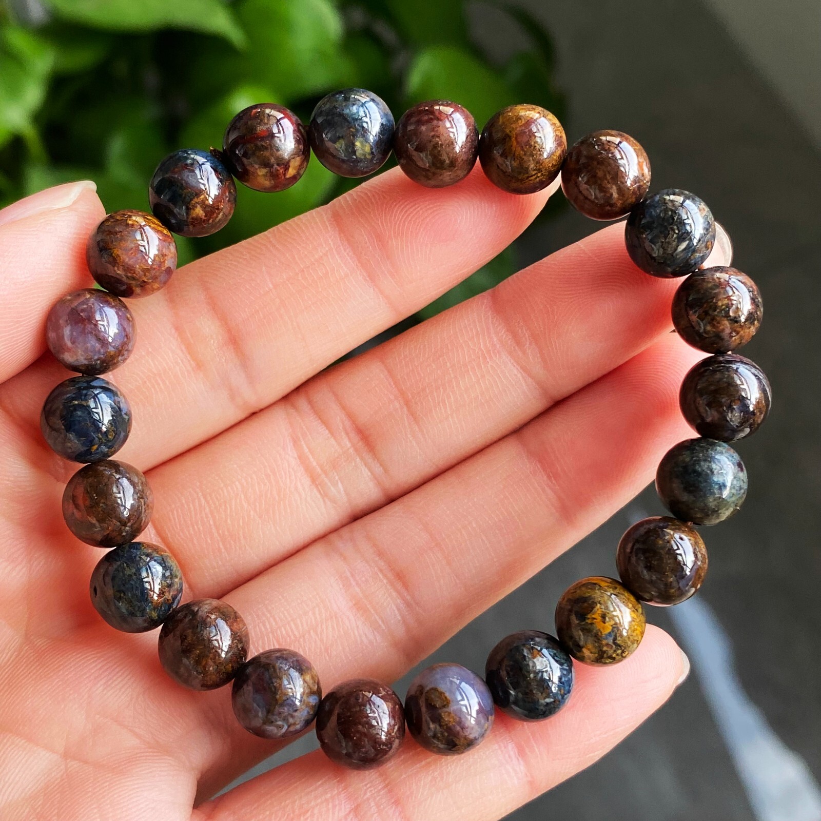 8.7mm Natural Color Pietersite Namibia Gemstone Beads Bracelet Z53