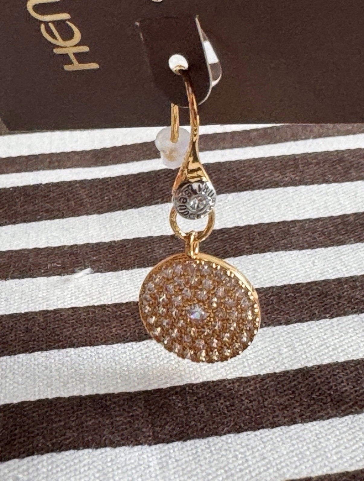 Henri Bendel Pave Disc Drop Earrings. New! In Yellow gold & Silver Color!