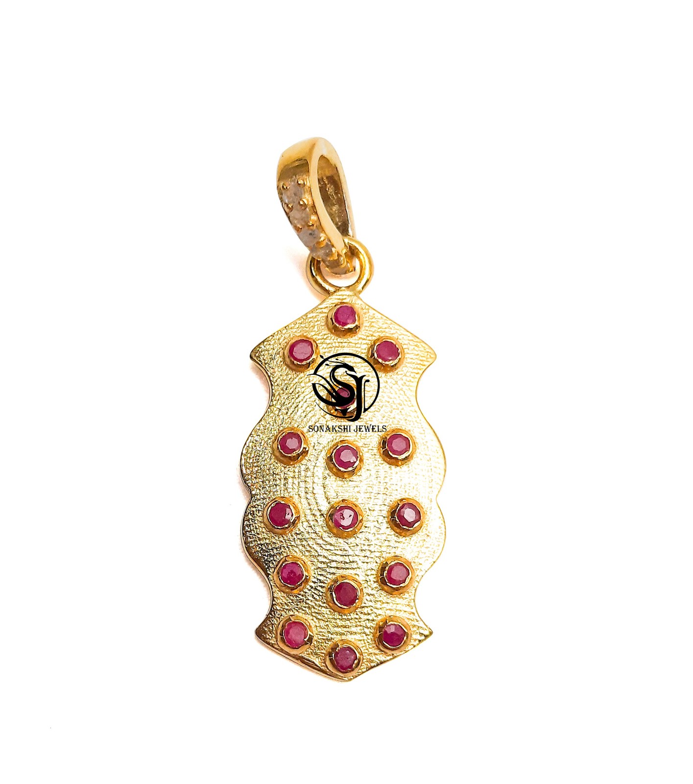 Handmade Ruby & Diamond Pave Sterling Silver Pendant – Anniversary Gift