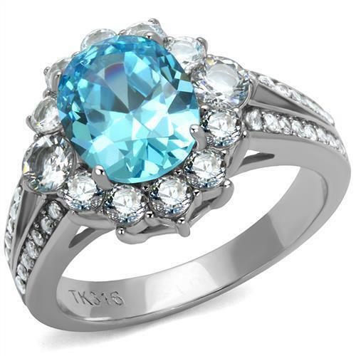 TK2977 – High polished (no plating) Stainless Steel Ring with AAA Grade CZ in