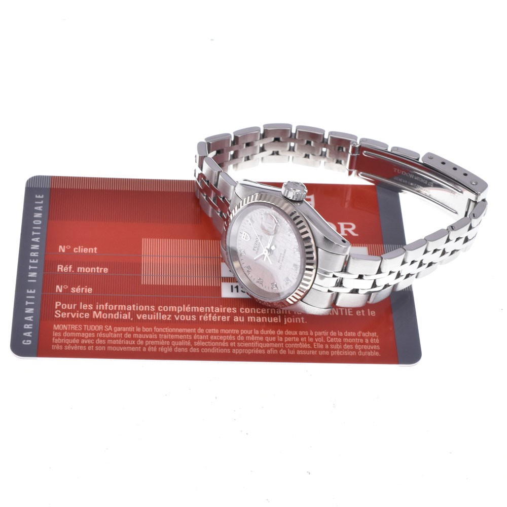 with paper TUDOR Princess Date 92414 10P Diamond Automatic Ladies Watch K#147915