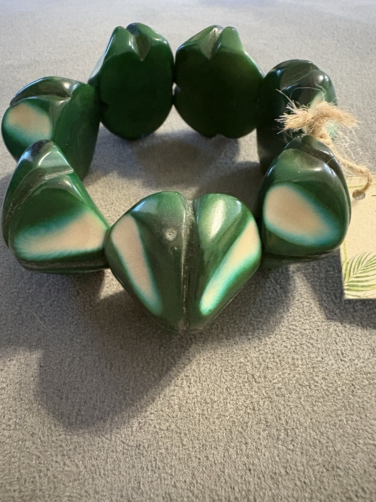 Tagua by Soraya Cedeno Womens Tabitha Chunky Statement Bracelet Green White