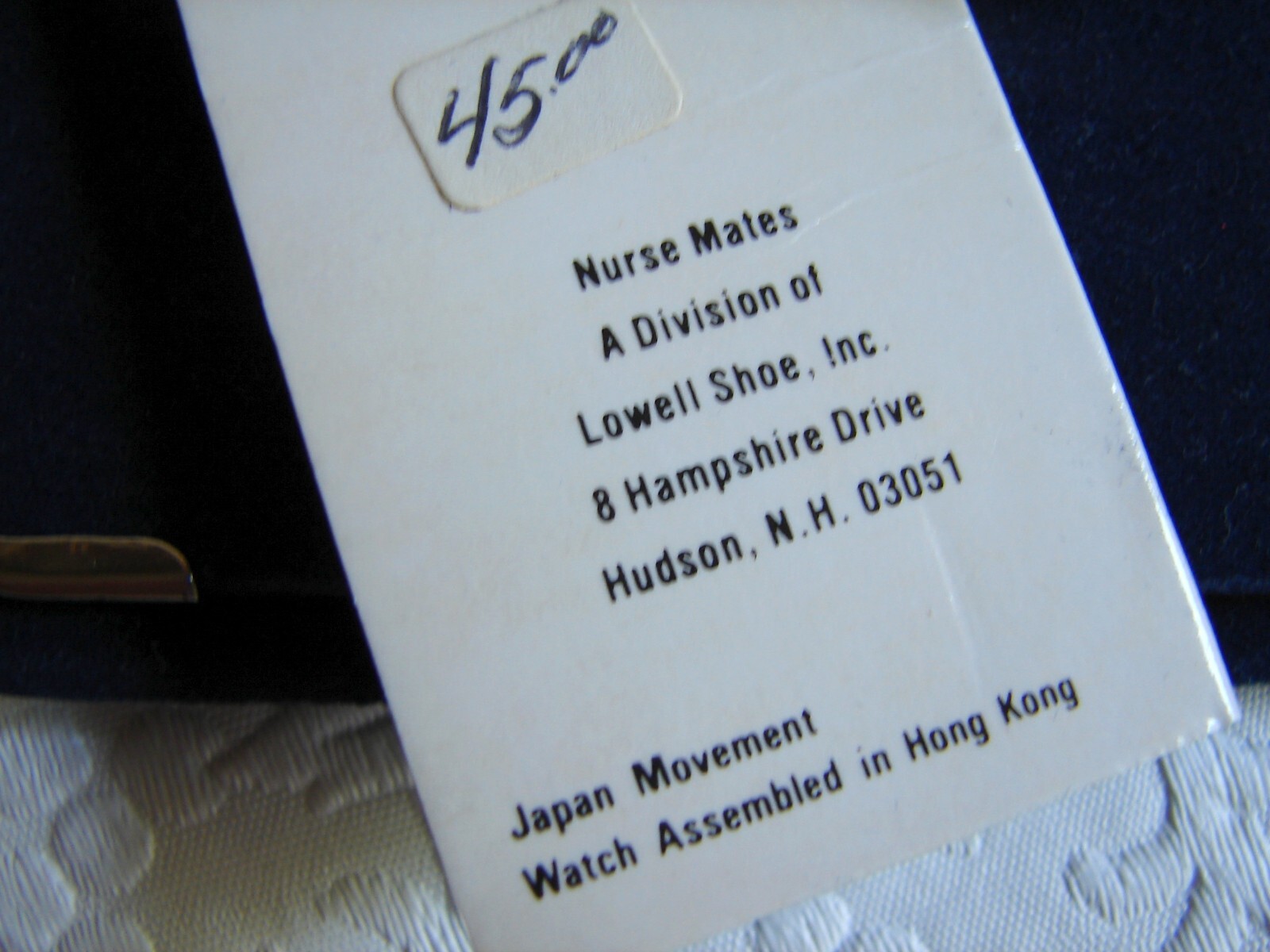 Vtg 1990 Nurse Mates WATCH w/Orig Case & Papers, Rubber Band, Hong Kong B67