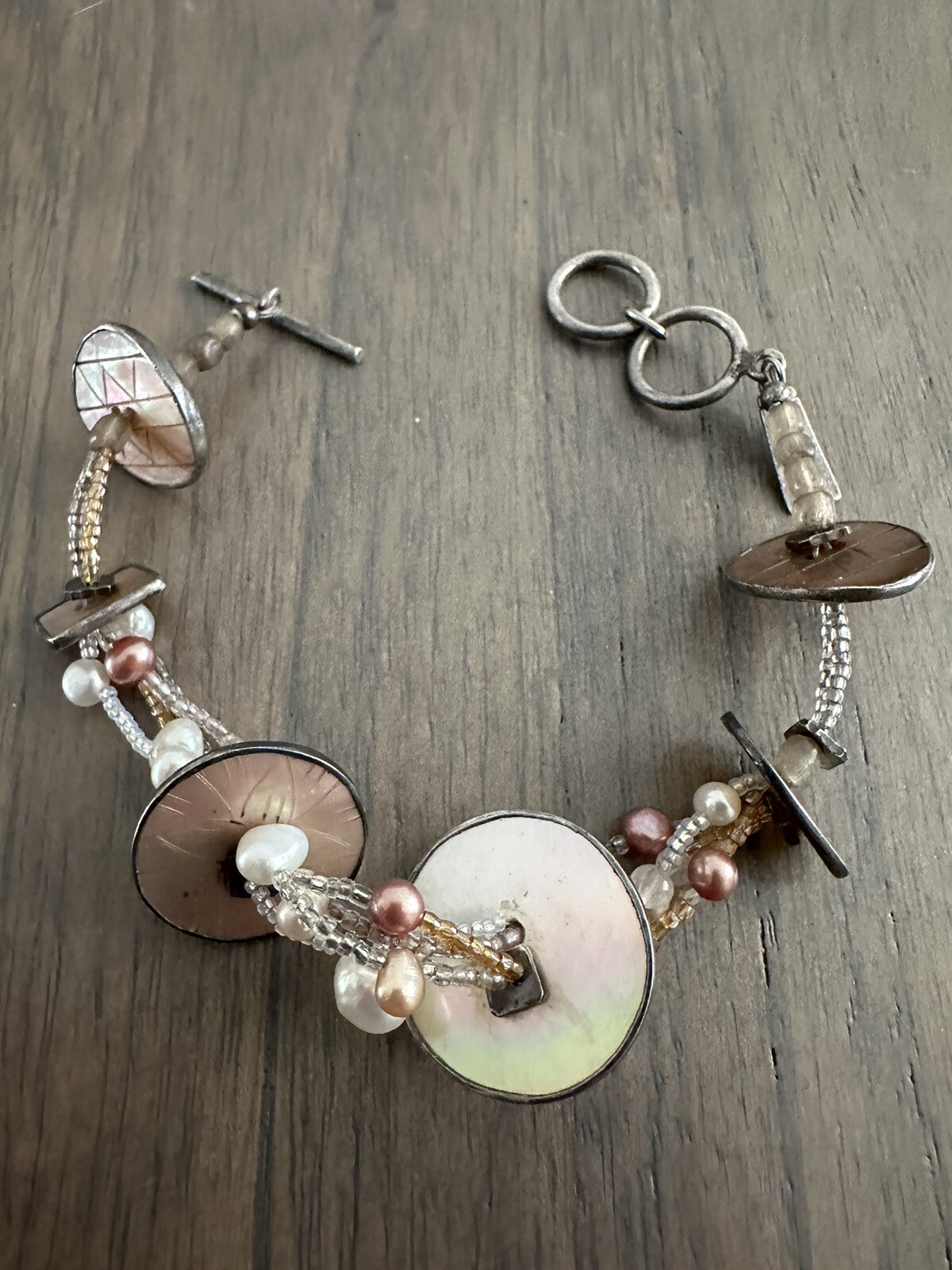 Janice Lee Ripley JLR Camanea MOP Multi Beaded 925 Sterling Silver Bracelet