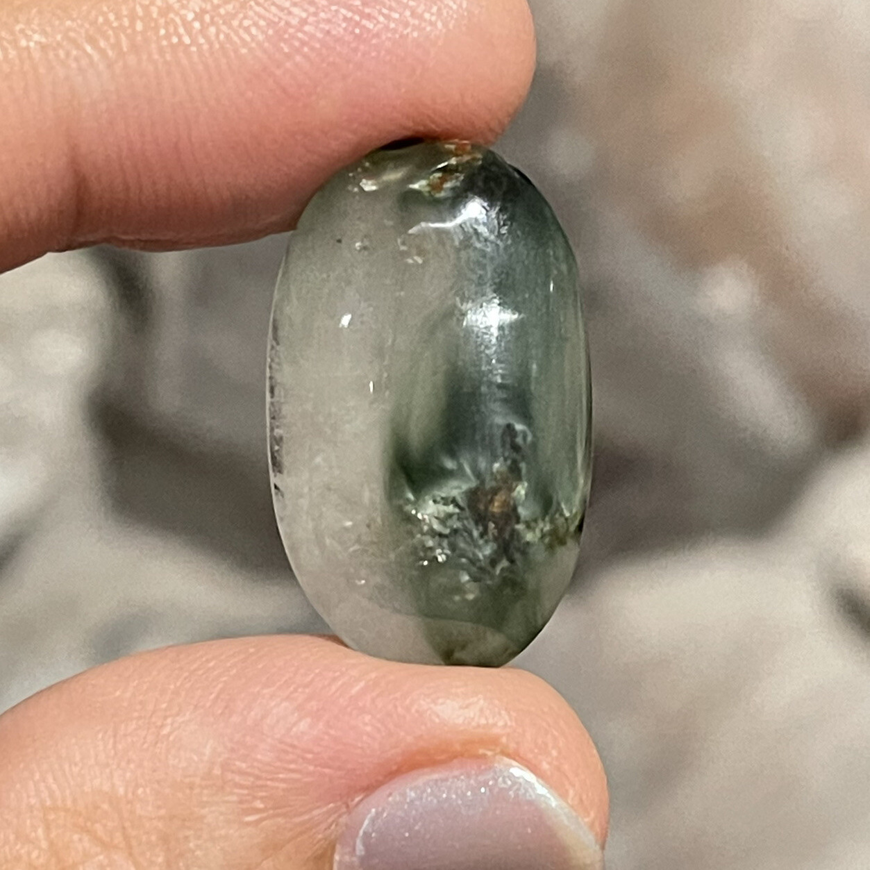 25.6×15.4x6mm Green Angel Hair Quartz Oval Cabochon Loose Gem Stone